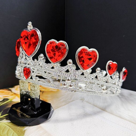 Queen of Heart Crown, Love Crown, Valentine Crown, Silver Crown, Wedding Crown